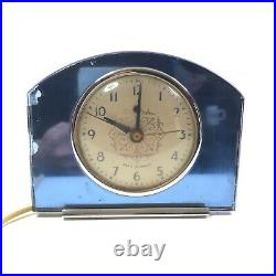 Seth Thomas Alarm Clock Blue Mirror Fancy Face Circa 1940 Art Deco