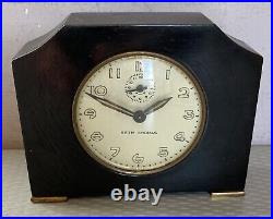 Seth Thomas Art Deco Black Bakelite Wind Up Alarm Desk Clock TESTED WORKS 4.5