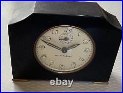 Seth Thomas Art Deco Black Bakelite Wind Up Alarm Desk Clock TESTED WORKS 4.5