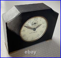 Seth Thomas Art Deco Black Bakelite Wind Up Alarm Desk Clock TESTED WORKS 4.5