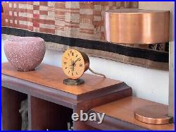 Seth Thomas Art Deco Machine Age Copper Chrome Desk Table Clock Vtg Modern Mcm