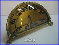 Silvercraft Clock Art Deco Brass Cloisonne Enameled Accents Farber NY Circa 1930