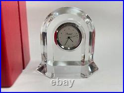 Small Baccarat Clear Crystal Desk Clock with Original Box and Paperwork