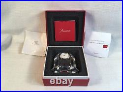 Small Baccarat Clear Crystal Desk Clock with Original Box and Paperwork
