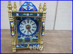 Small Cloisonne Enamel Table Clock, Solid Brass