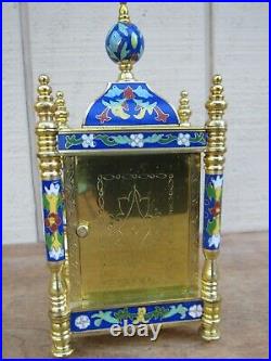 Small Cloisonne Enamel Table Clock, Solid Brass