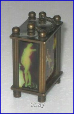 Solid Brass Miniature Mechanical Wind Up Carriage Clock With Nude Ladies Panels