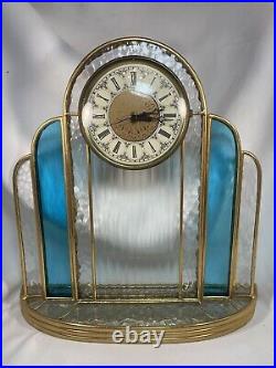 Stained Glass Mantle Clock Art Deco-Parts Only, Handmade Stephan Daniel 1990