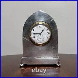 Sterling Silver Case Antique Clock Birmingham Hallmarked Tombstone Case