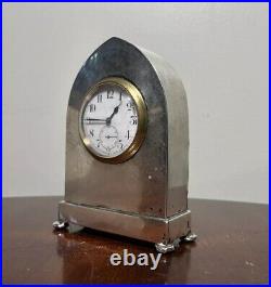 Sterling Silver Case Antique Clock Birmingham Hallmarked Tombstone Case