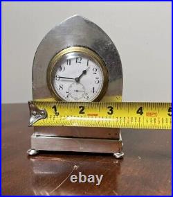 Sterling Silver Case Antique Clock Birmingham Hallmarked Tombstone Case