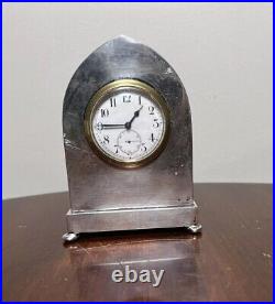 Sterling Silver Case Antique Clock Birmingham Hallmarked Tombstone Case