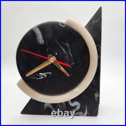 Stone Marble Mantel/Desk Clock Heavyweight Quartz Vintage