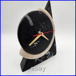 Stone Marble Mantel/Desk Clock Heavyweight Quartz Vintage