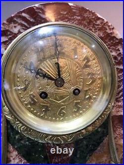 Stunning Antique French Marble Mantle Clock Quality Arts & Crafts/deco Dial