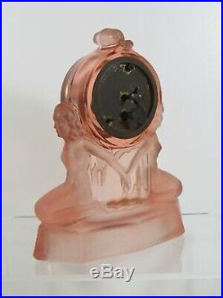 Stunning Art Deco Walther and Sohne Peach Glass Mantle Clock Perfect