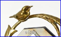 Superb 1920s French ART DECO Bronze Bird Sculpture MANTEL CLOCK SET by E. GUY