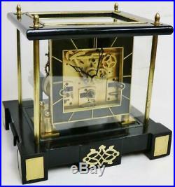 Superb Antique Ebonised & Brass Art Deco 3 Train Musical 5 Glass Bracket Clock