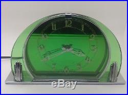 Superb Green Faced Genalex 1930's Art Deco Electric Mantle Clock