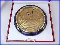 Superb Original Boxed Cartier Art Deco 1984 Lapis Table Clock In Fwo & Papers