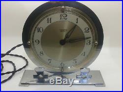 Superb Temco Black Faced & Chrome 1930 Art Deco Electric Mantle Clock