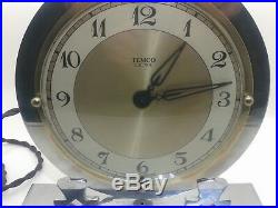 Superb Temco Black Faced & Chrome 1930 Art Deco Electric Mantle Clock