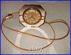 Telechron #3f65 Clock Gold & Rose-color Mirror Glass Works Vintage