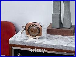 Telechron Art Deco Rose Gold Glass Mirror Electric Desk Table Clock Vtg