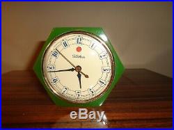 Telechron Daphne green Catalin Bakelite Electric Clock 3F53 Art Deco