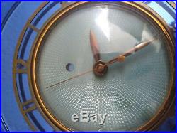 Telechron Guilloche Blue MIRROR glass clock Art Deco