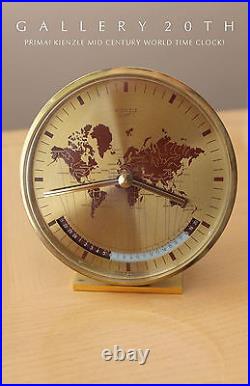 The Big Time! MCM Kienzle German World Desk Clock! Quartz 60s Vtg Art Deco