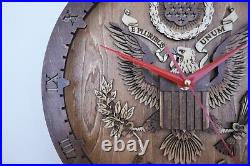 The Great Seal Hand Made Wooden wall clock, Art Deco Stile 11.5 Inch Quartz