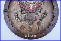 The Great Seal Hand Made Wooden wall clock, Art Deco Stile 11.5 Inch Quartz