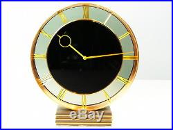 The! Heinrich Moeller Glass Art Deco Desk Clock Kienzle Brass