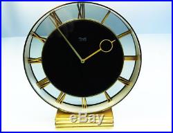 The! Heinrich Moeller Glass Art Deco Desk Clock Kienzle Brass And Silver
