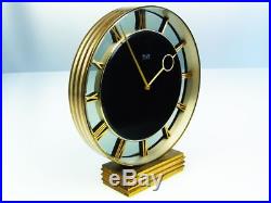 The! Heinrich Moeller Glass Art Deco Desk Clock Kienzle Brass And Silver