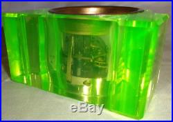 The ULTIMATE ART DECO VASELINE URANIUM glass WORKING DESK CLOCK AMERICAN GLASS