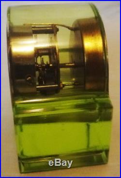 The ULTIMATE ART DECO VASELINE URANIUM glass WORKING DESK CLOCK AMERICAN GLASS