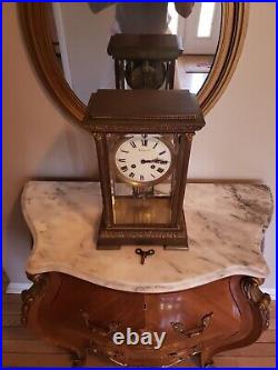 Tiffany & Co 1880-1900 Brass Chime Clock with Key / France / Brass
