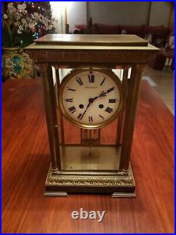 Tiffany & Co Antique 1880-1900 Brass Chime Clock with Key