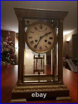 Tiffany & Co Antique 1880-1900 Brass Chime Clock with Key