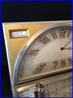 Tiffany & Co Art Deco Desk Clock with Thermometer and Calendar, 1920 1930