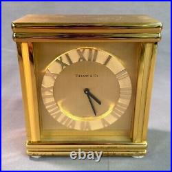 Tiffany & Co. Brass Atlas Desk / Mantle Clock Swiss Tested Working