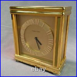 Tiffany & Co. Brass Atlas Desk / Mantle Clock Swiss Tested Working