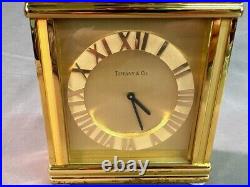 Tiffany & Co. Brass Atlas Desk / Mantle Clock Swiss Tested Working