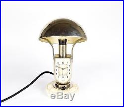 Tischuhr Lampe m. Uhr Tischlampe MOFÉM ART DECO vintage clock light pendule lamp