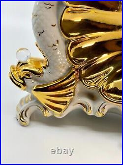 ULTRA RARE Vittorio Sabadin Capidomonte Gilt Porcelain Clock Nautical Serpents