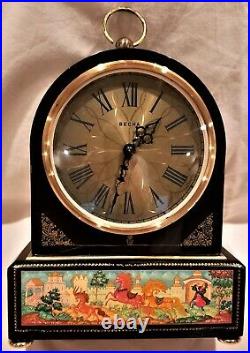 USSR ERA RUSSIAN VESNA CLOCK on MSTERA DECORATED MANTLE LIMITED EDITION