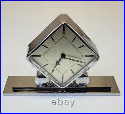 Unusual & Interesting c. 1930 German Deco Nickeled Metal Streamline Alarm Clock