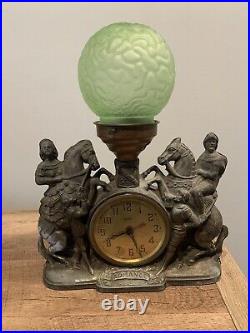 Uranium Glass Brain Globe Art Deco Lamp ROMANCE With Clock Art Nouveau